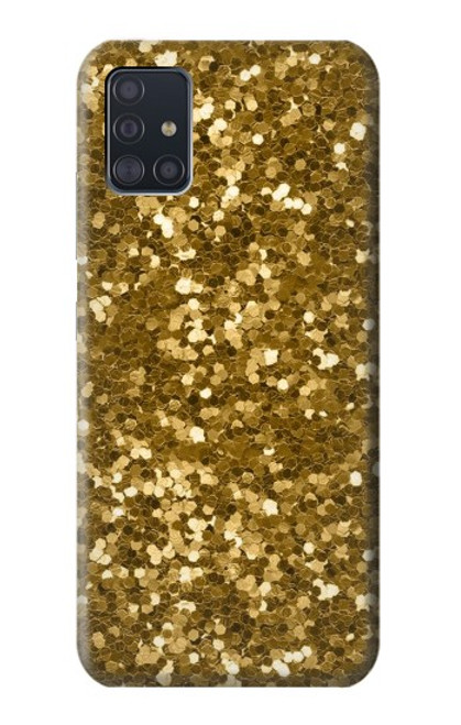 W3388 Gold Glitter Graphic Print Hard Case and Leather Flip Case For Samsung Galaxy A51 5G [for A51 5G only. NOT for A51]