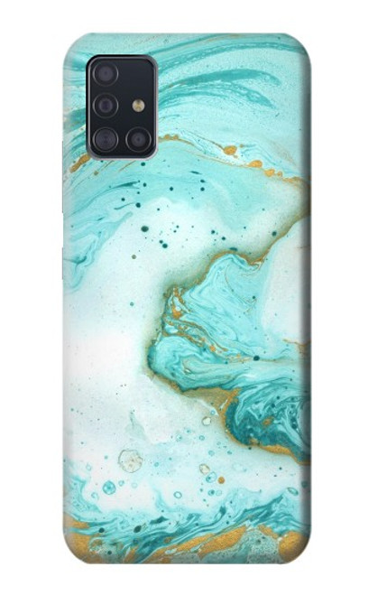 W3399 Green Marble Graphic Print Hard Case and Leather Flip Case For Samsung Galaxy A51 5G [for A51 5G only. NOT for A51]