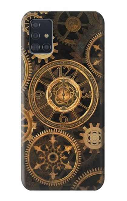 W3442 Clock Gear Hard Case and Leather Flip Case For Samsung Galaxy A51 5G [for A51 5G only. NOT for A51]