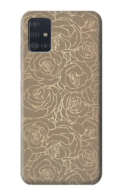 W3466 Gold Rose Pattern Hard Case and Leather Flip Case For Samsung Galaxy A51 5G [for A51 5G only. NOT for A51]