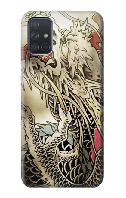 W0122 Yakuza Tattoo Hard Case and Leather Flip Case For Samsung Galaxy A71 5G [for A71 5G only. NOT for A71]