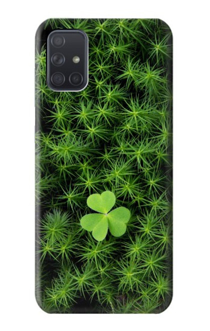 W0358 Clover Lucky Leaf Hard Case and Leather Flip Case For Samsung Galaxy A71 5G [for A71 5G only. NOT for A71]