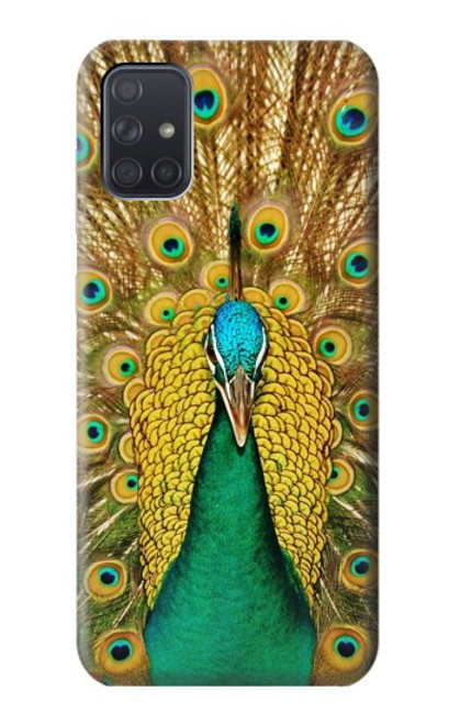 W0513 Peacock Hard Case and Leather Flip Case For Samsung Galaxy A71 5G [for A71 5G only. NOT for A71]