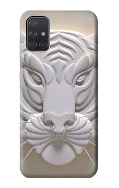 W0574 Tiger Carving Hard Case and Leather Flip Case For Samsung Galaxy A71 5G [for A71 5G only. NOT for A71]