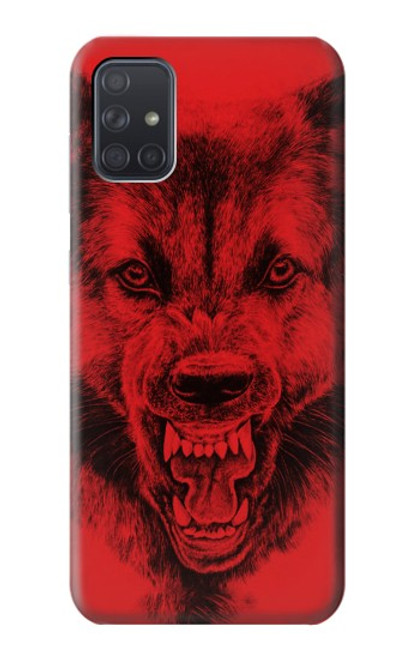 W1090 Red Wolf Hard Case and Leather Flip Case For Samsung Galaxy A71 5G [for A71 5G only. NOT for A71]