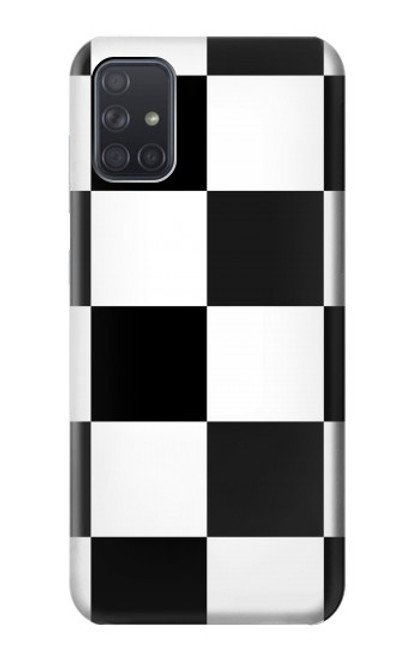 W2492 Black and White Check Hard Case and Leather Flip Case For Samsung Galaxy A71 5G [for A71 5G only. NOT for A71]