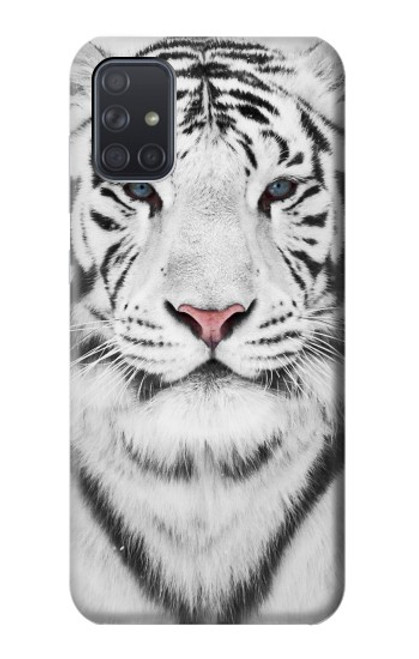 W2553 White Tiger Hard Case and Leather Flip Case For Samsung Galaxy A71 5G [for A71 5G only. NOT for A71]