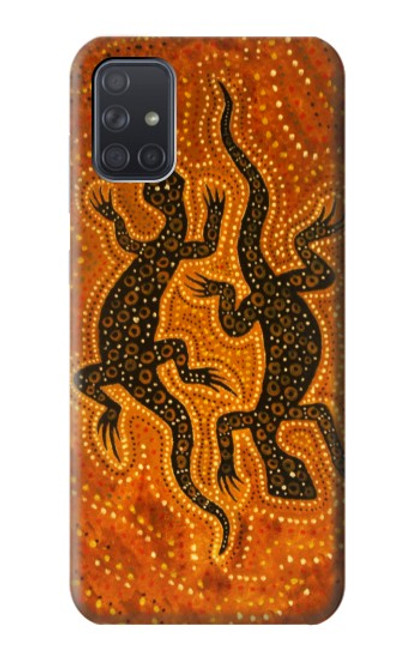 W2901 Lizard Aboriginal Art Hard Case and Leather Flip Case For Samsung Galaxy A71 5G [for A71 5G only. NOT for A71]