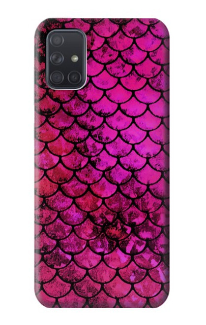 W3051 Pink Mermaid Fish Scale Hard Case and Leather Flip Case For Samsung Galaxy A71 5G [for A71 5G only. NOT for A71]