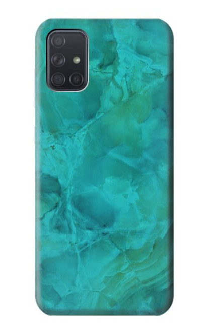 W3147 Aqua Marble Stone Hard Case and Leather Flip Case For Samsung Galaxy A71 5G [for A71 5G only. NOT for A71]