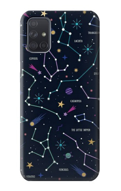 W3220 Star Map Zodiac Constellations Hard Case and Leather Flip Case For Samsung Galaxy A71 5G [for A71 5G only. NOT for A71]