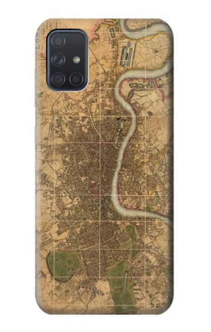 W3230 Vintage Map of London Hard Case and Leather Flip Case For Samsung Galaxy A71 5G [for A71 5G only. NOT for A71]