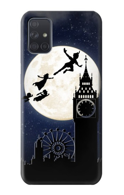 W3249 Peter Pan Fly Full Moon Night Hard Case and Leather Flip Case For Samsung Galaxy A71 5G [for A71 5G only. NOT for A71]