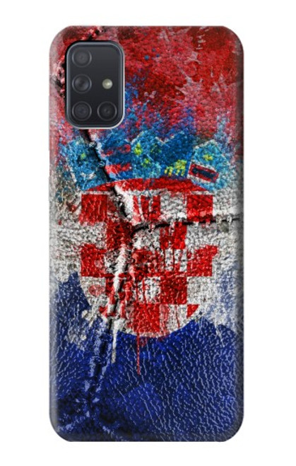 W3313 Croatia Flag Vintage Football Graphic Hard Case and Leather Flip Case For Samsung Galaxy A71 5G [for A71 5G only. NOT for A71]