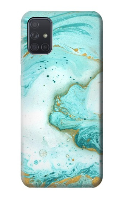 W3399 Green Marble Graphic Print Hard Case and Leather Flip Case For Samsung Galaxy A71 5G [for A71 5G only. NOT for A71]