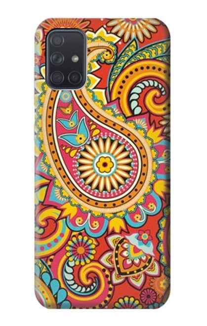 W3402 Floral Paisley Pattern Seamless Hard Case and Leather Flip Case For Samsung Galaxy A71 5G [for A71 5G only. NOT for A71]