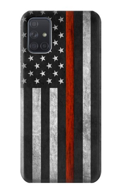 W3472 Firefighter Thin Red Line Flag Hard Case and Leather Flip Case For Samsung Galaxy A71 5G [for A71 5G only. NOT for A71]