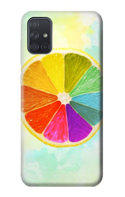 W3493 Colorful Lemon Hard Case and Leather Flip Case For Samsung Galaxy A71 5G [for A71 5G only. NOT for A71]