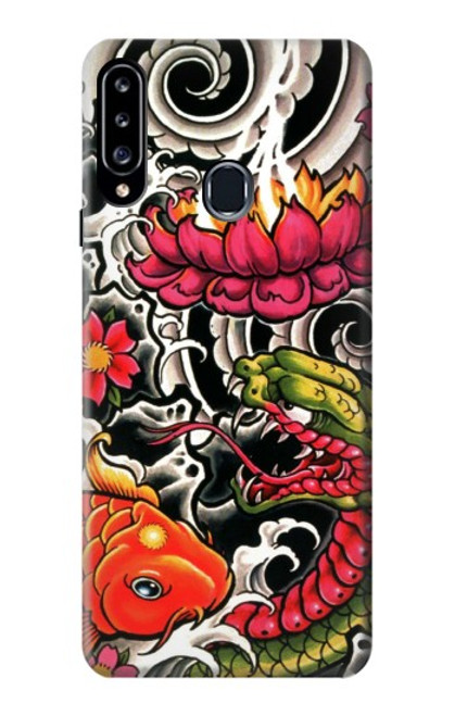 W0605 Yakuza Tattoo Hard Case and Leather Flip Case For Samsung Galaxy A20s