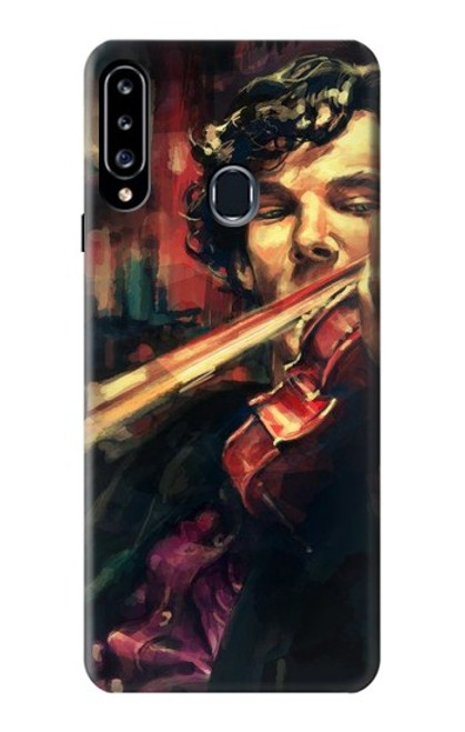 W0723 Violin Art Paint Hard Case and Leather Flip Case For Samsung Galaxy A20s