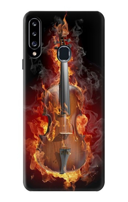 W0864 Fire Violin Hard Case and Leather Flip Case For Samsung Galaxy A20s