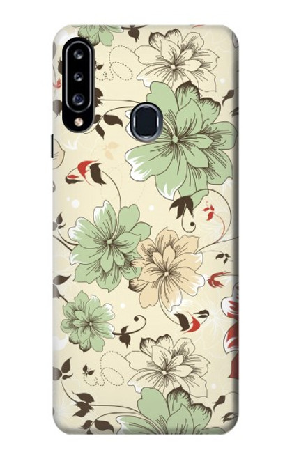 W2179 Flower Floral Vintage Art Pattern Hard Case and Leather Flip Case For Samsung Galaxy A20s