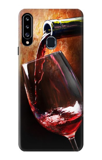 W2396 Red Wine Bottle And Glass Hard Case and Leather Flip Case For Samsung Galaxy A20s