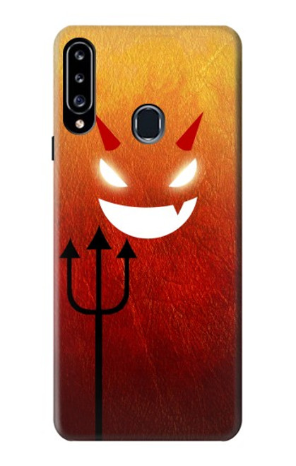 W2454 Red Cute Little Devil Cartoon Hard Case and Leather Flip Case For Samsung Galaxy A20s