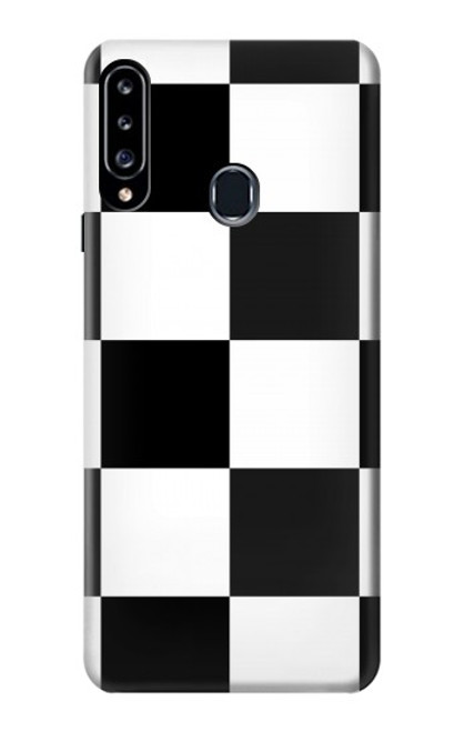 W2492 Black and White Check Hard Case and Leather Flip Case For Samsung Galaxy A20s