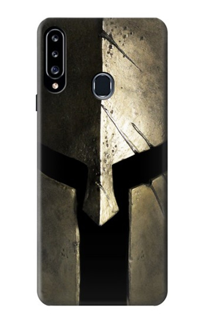 W2673 Spartan Warrior Helmet Hard Case and Leather Flip Case For Samsung Galaxy A20s