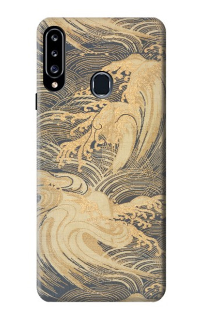 W2680 Japan Art Obi With Stylized Waves Hard Case and Leather Flip Case For Samsung Galaxy A20s