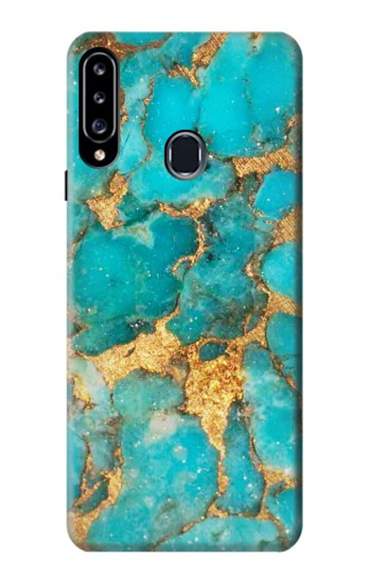 W2906 Aqua Turquoise Stone Hard Case and Leather Flip Case For Samsung Galaxy A20s