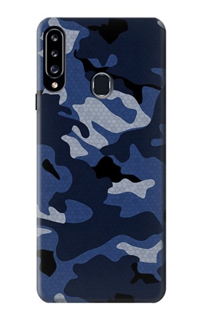 W2959 Navy Blue Camo Camouflage Hard Case and Leather Flip Case For Samsung Galaxy A20s