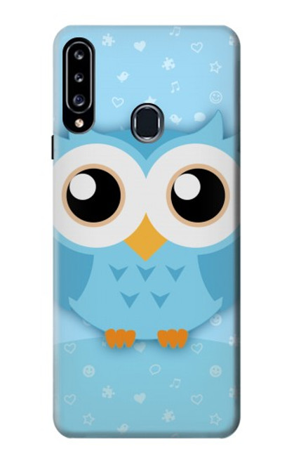 W3029 Cute Blue Owl Hard Case and Leather Flip Case For Samsung Galaxy A20s