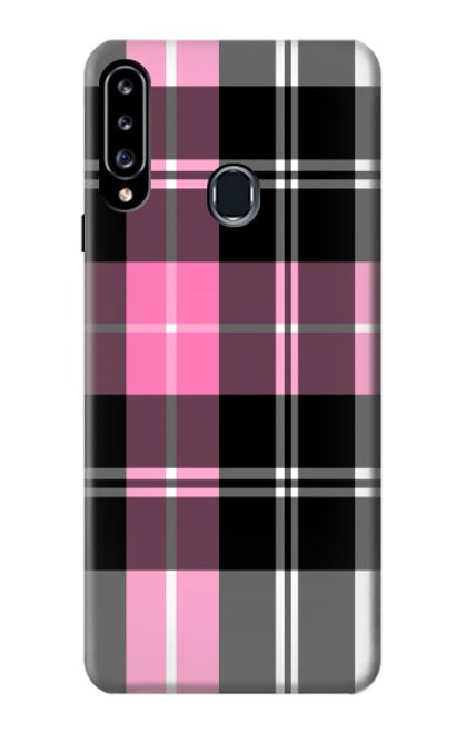 W3091 Pink Plaid Pattern Hard Case and Leather Flip Case For Samsung Galaxy A20s