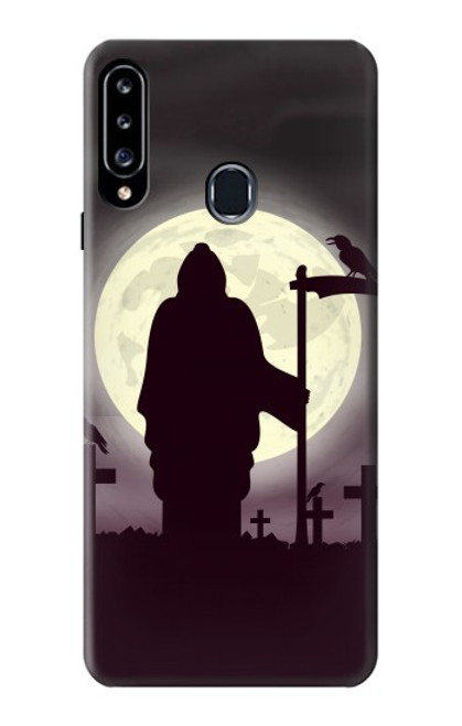 W3262 Grim Reaper Night Moon Cemetery Hard Case and Leather Flip Case For Samsung Galaxy A20s