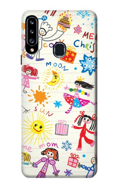 W3280 Kids Drawing Hard Case and Leather Flip Case For Samsung Galaxy A20s