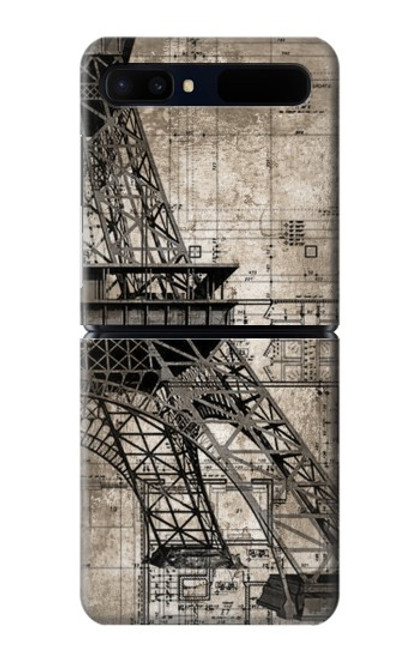 W3416 Eiffel Tower Blueprint Hard Case For Samsung Galaxy Z Flip 5G