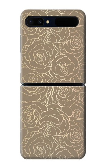 W3466 Gold Rose Pattern Hard Case For Samsung Galaxy Z Flip 5G