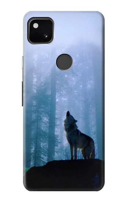 W0935 Wolf Howling in Forest Hard Case and Leather Flip Case For Google Pixel 4a