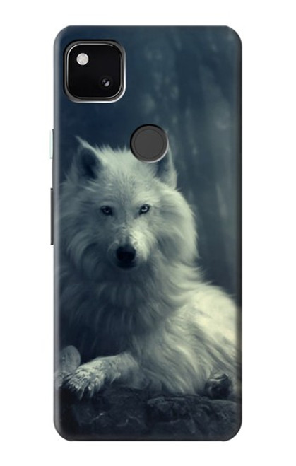 W1516 White Wolf Hard Case and Leather Flip Case For Google Pixel 4a