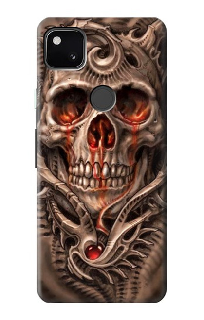 W1675 Skull Blood Tattoo Hard Case and Leather Flip Case For Google Pixel 4a