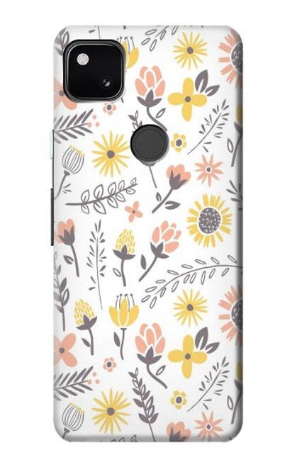 W2354 Pastel Flowers Pattern Hard Case and Leather Flip Case For Google Pixel 4a