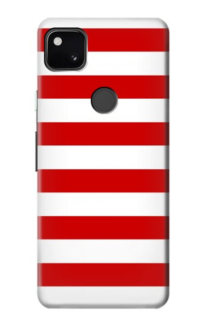 W2364 Red and White Striped Hard Case and Leather Flip Case For Google Pixel 4a