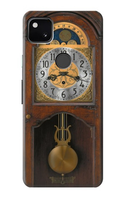 W3173 Grandfather Clock Antique Wall Clock Hard Case and Leather Flip Case For Google Pixel 4a