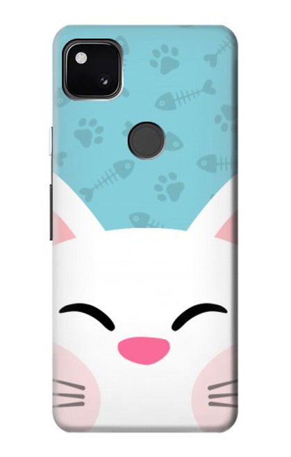 W3542 Cute Cat Cartoon Hard Case and Leather Flip Case For Google Pixel 4a