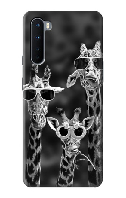 W2327 Giraffes With Sunglasses Hard Case and Leather Flip Case For OnePlus Nord