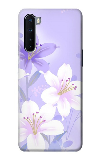 W2361 Purple White Flowers Hard Case and Leather Flip Case For OnePlus Nord