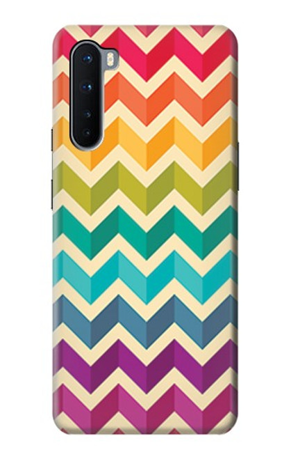 W2362 Rainbow Colorful Shavron Zig Zag Pattern Hard Case and Leather Flip Case For OnePlus Nord