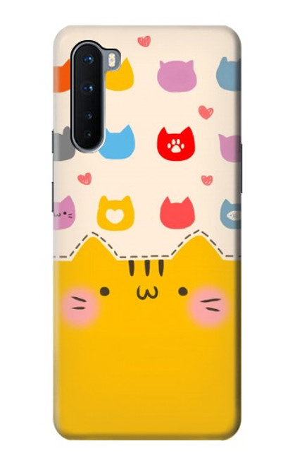 W2442 Cute Cat Cartoon Funny Hard Case and Leather Flip Case For OnePlus Nord